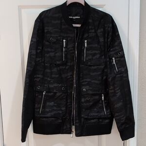 Karl Lagerfeld Black Camo Bomber Jacket